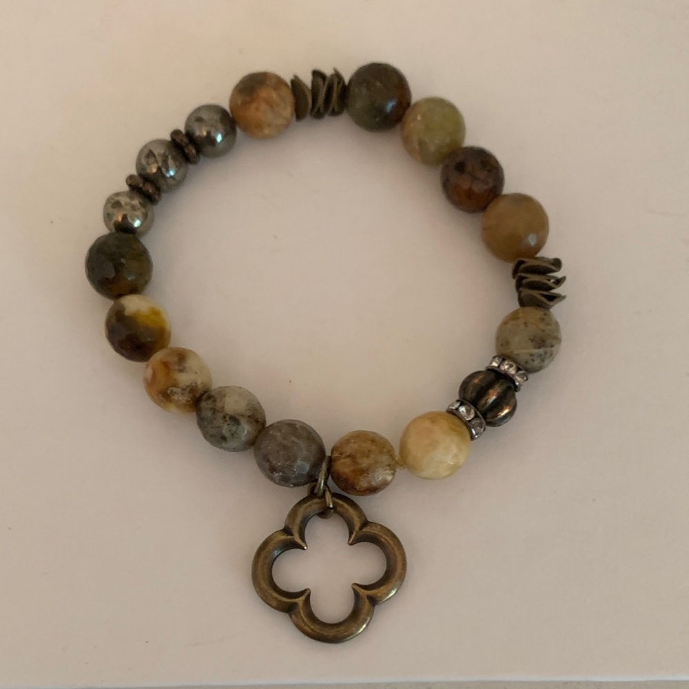 Inspire Designs Chunky Multi Color Stone Bracelet (Brown & Gray)